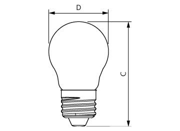 Dimension Drawing (with table) - CorePro LEDLusterND6.5-60W P45 E27827CLG