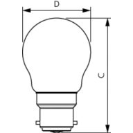 Dimension Drawing (with table) - LEDclassic 40W P45 2700K B22 D CL AU