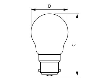 Dimension Drawing (with table) - LEDclassic 3.5W P45 2700K B22 D CL AU