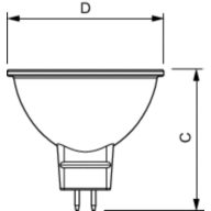 Dimension Drawing (with table) - MAS LED spot VLE D 5.8-35W MR16 927 36D