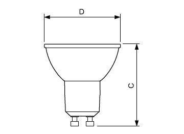 Dimension Drawing (with table) - CorePro LEDspot 4-50W GU10 830 36D DIM