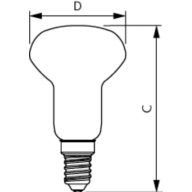 Dimension Drawing (with table) - LED 4W E14 6500K 230V R50 AU