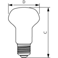 Dimension Drawing (with table) - LED 7W E27 6500K 230V R63 AU