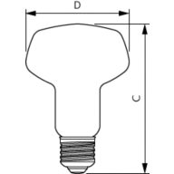 Dimension Drawing (with table) - LED 10W E27 2700K 230V R80 2pk AU