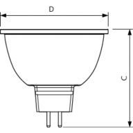 Dimension Drawing (with table) - MAS LED ExpertColor 6.7-35W MR16 940 60D