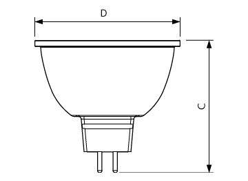 Dimension Drawing (with table) - MAS LED ExpertColor 6.7-35W MR16 930 24D