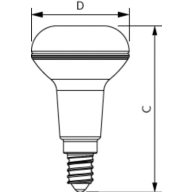 Dimension Drawing (with table) - CoreProLEDspot D 4.3-60W R50 E14 827 36D