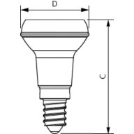 Dimension Drawing (with table) - LEDspots 1.8-30W R39 827 E14