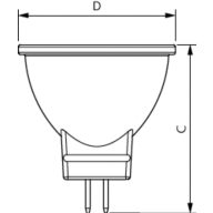 Dimension Drawing (with table) - CorePro LED spot 2.3-20W 827 MR11 36D