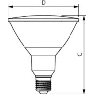 Dimension Drawing (with table) - LEDspot 90W PAR38 827 100-277V 25D ND