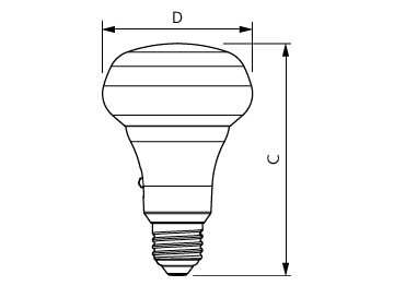 Dimension Drawing (with table) - LEDR80 14W E27 DS FR DIM 1CT/6