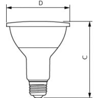 Dimension Drawing (with table) - 10PAR30L/EXPERTCOLOR RETAIL/F40/930/D