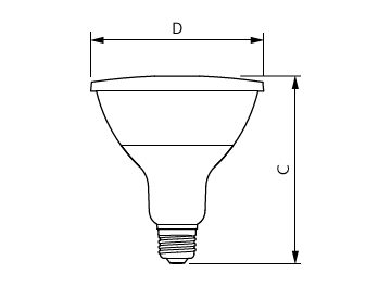 Dimension Drawing (with table) - 14PAR38/EXPERTCOLOR RETAIL/F25/930/P/D