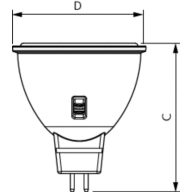 Dimension Drawing (with table) - LEDSpot 5W DS DIM MR16 12V 8D 1PF/6 AU