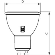 Dimension Drawing (with table) - LEDSpot 50W DS DIM GU10 60D 1PF/6 AU