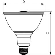 Dimension Drawing (with table) - 6PAR38/90W/UE/930/40D/D/G/ULW/E26/T20