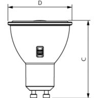 Dimension Drawing (with table) - CorePro LEDspot 4.8-50W GU10 3CCT 36DDIM