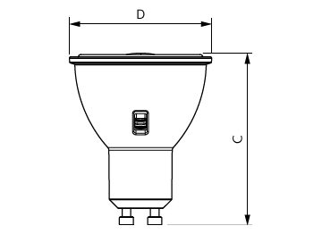 Dimension Drawing (with table) - CorePro LEDspot 4.8-50W GU10 3CCT 36DDIM