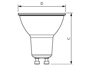 Dimension Drawing (with table) - MAS LED spot VLE D 5.5-80W GU10 930 36D