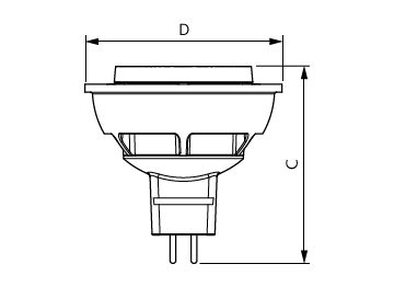 Dimension Drawing (with table) - 6.5MR16/F25/2700-2200 DIM 12V