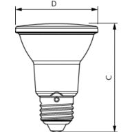 Dimension Drawing (with table) - MAS LEDspot VLE D 6-50W 927 PAR20 40D