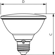 Dimension Drawing (with table) - MAS LEDspot VLE D 9.5-75W 940 PAR30S 25D