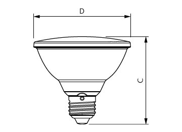 Dimension Drawing (with table) - MAS LEDspot VLE D 9.5-75W 940 PAR30S 25D