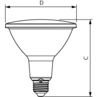 Dimension Drawing (with table) - CorePro LEDspot ND 9-60W 927 PAR38 25D