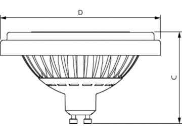 Dimension Drawing (with table) - LEDspot 70W AR111GU10 827 220-240V 30DND