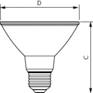 Dimension Drawing (with table) - MAS LEDspot D 12-100W E27 927 PAR30S 25D