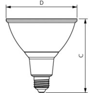 Dimension Drawing (with table) - MAS LEDspot D 13-100W E27 927 PAR38 25D