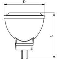 Dimension Drawing (with table) - MAS LEDspotLV 3.5-20W 827 MR11 24D
