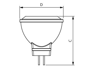 Dimension Drawing (with table) - MAS LEDspotLV 3.5-20W 827 MR11 24D
