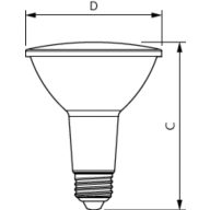 Dimension Drawing (with table) - 8.5PAR30L/COR/940/F25/D/P/ULW/T20 6/1FB