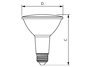 Dimension Drawing (with table) - 8.5PAR30L/COR/927/F25/D/P/ULW/T20 6/1FB