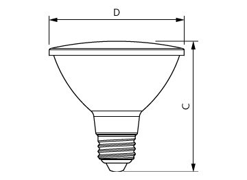 Dimension Drawing (with table) - 8.5PAR30S/COR/940/F25/D/P/ULW/T20 6/1FB