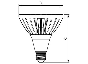 Dimension Drawing (with table) - 27PAR38TrueF 830 F25 DIM 120V-277V 6/1FB