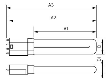 Dimension Drawing (with table) - CorePro LED PLL HF 8W 830 4P 2G11