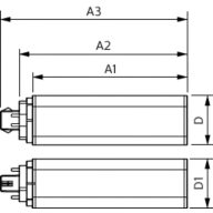 Dimension Drawing (with table) - CorePro LED PLT HF 15W 840 4P GX24q-3
