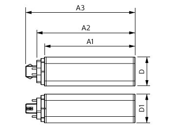 Dimension Drawing (with table) - CorePro LED PLT HF 15W 830 4P GX24q-3