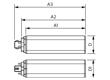 Dimension Drawing (with table) - CorePro LED PLT HF 18.5W 830 4P GX24q-4