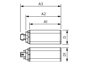 Dimension Drawing (with table) - CorePro LED PLT HF 6.5W 840 4P GX24q-2