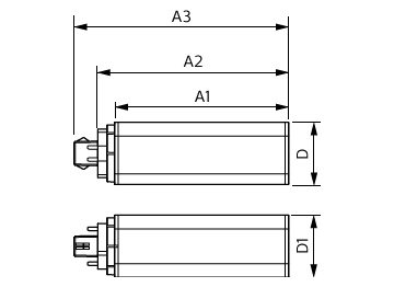 Dimension Drawing (with table) - CorePro LED PLT HF 9W 840 4P GX24q-3