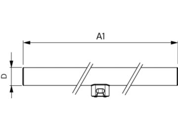 Dimension Drawing (with table) - LED 3.5W 500mm S14D WW ND 1CT/4