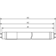 Dimension Drawing (with table) - Ledtube DE 1200mm 18W 1800lm 765 T8 G13