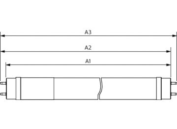 Dimension Drawing (with table) - Ledtube DE HO 1200mm 22W 765 T8 G13 C