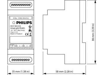 Dimension Drawing (without table) - LFC7550 AmpLight RS485