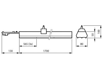 Dimension Drawing (without table) - LL242X 45S/840 UE DIA WB 7x1.5 WH