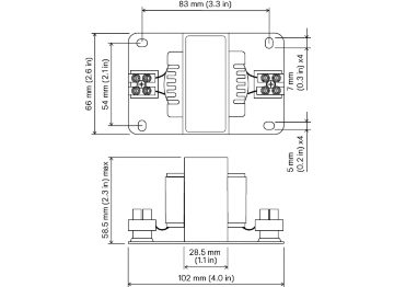 Dimension Drawing (without table) - LLC7740/00 Coded Mains Receiver Adaptor