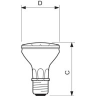 Dimension Drawing (with table) - MC CDM-R Elite 35W/930 E27 PAR20 30D